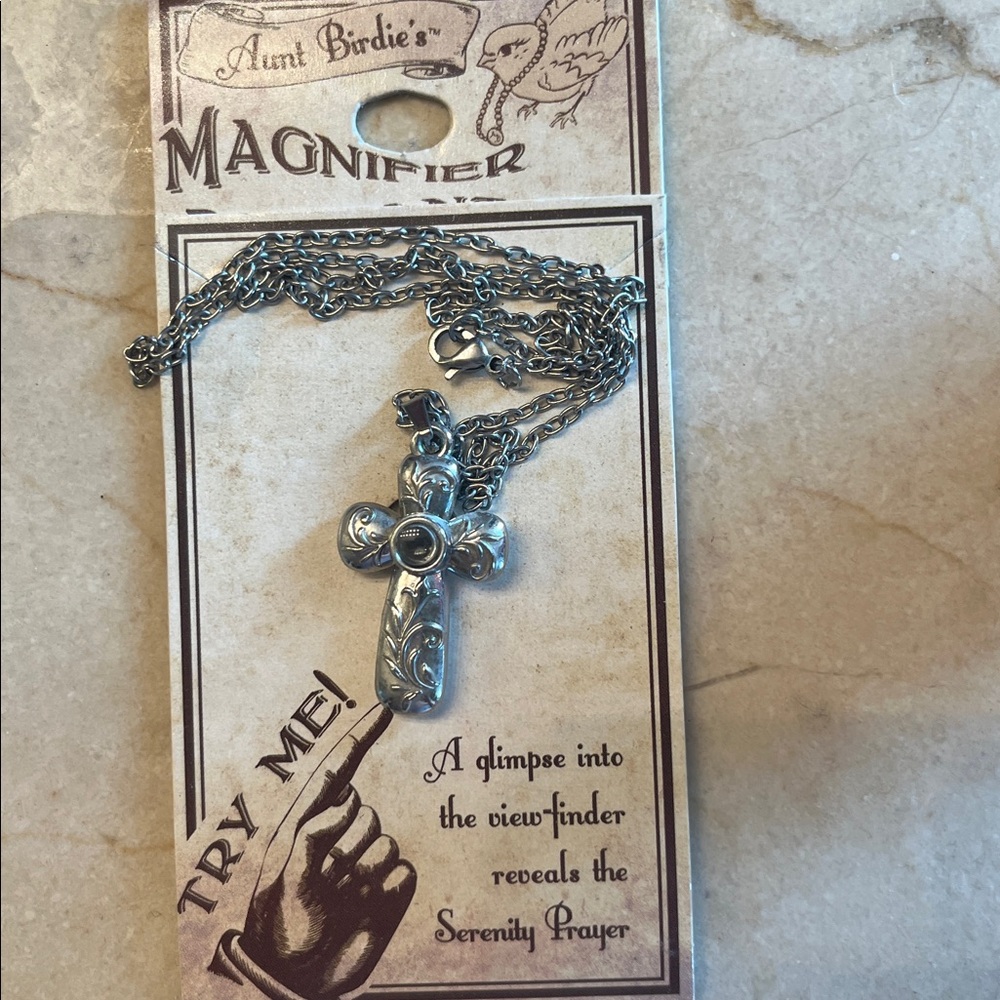 Sparkling serenity prayer looking glass necklace /Pendant